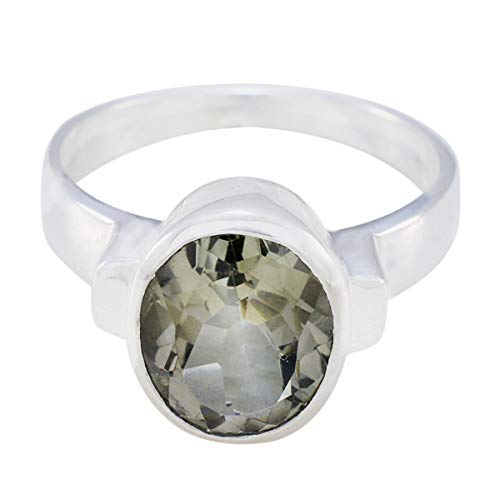 joyas plata echte edelsteine ​​ovale form ein stein facettierter grüner amethyst ring - 925 silber grüner amethyst ring - märz geburt fische astrologie echte edelsteine ​​ring von Joyas Plata