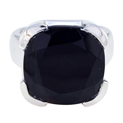 joyas plata echte edelsteine ​​quadratische form ein stein facettierter schwarzer onyx ring - massiver silber schwarzer onyx ring - januar geburt steinbock astrologie echte edelsteine ​​ring von Joyas Plata