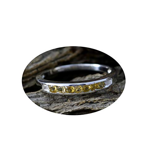 joyas plata echte edelsteine ​​rund facettierter citrinring mit mehreren steinen - massiver silbergelber citrinring - juni geburtszwillinge astrologie echter edelsteinring von Joyas Plata