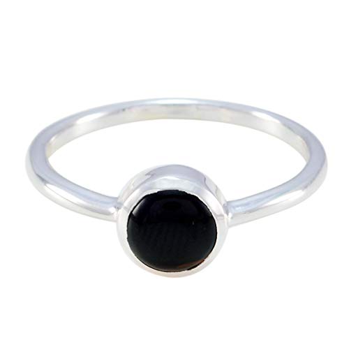 joyas plata echte edelsteine ​​runde form ein stein cabochon schwarzer onyx ring - 925 sterling silber schwarzer onyx ring - januar geburt steinbock astrologie echte edelsteine ​​ring von Joyas Plata