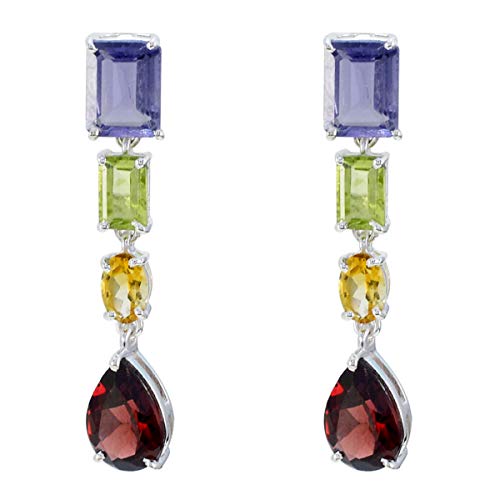 joyas plata hübsche multi vier gem multi form facettierte tropfenohrringe aus massivem silber joyas plata hübsche multi vier gem multi form facettierte tropfenohrringe aus massivem silber von Joyas Plata