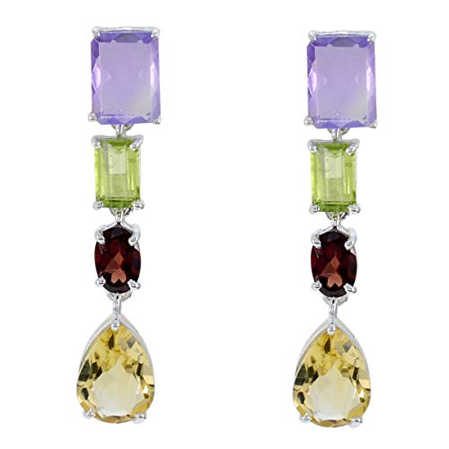 joyas plata real multi vier edelstein facettierte tropfenohrringe aus massivem silber von Joyas Plata