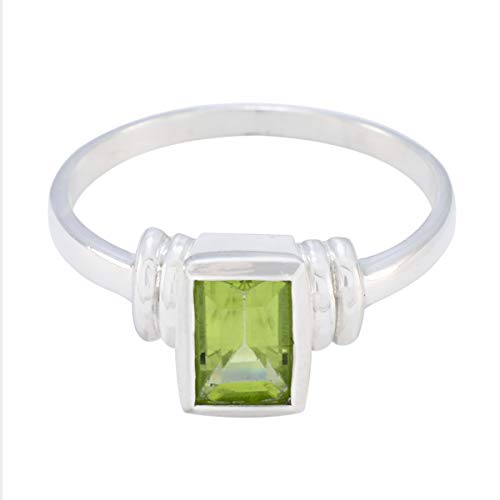 joyas plata schöne edelstein achteckige form ein stein facettierte peridot ringe - 925 silber grün peridot ring - August geburt leo astrologie schöne edelstein ring von Joyas Plata