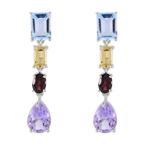joyas plata schöne multi vier edelsteine multi form facettierter tropfen silberner ohrring joyas plata schöne multi vier edelsteine multi form facettierter tropfen silberner ohrring von Joyas Plata