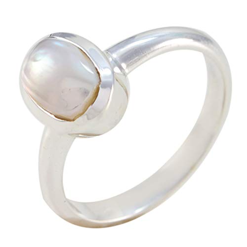joyas plata schöner edelstein ovale form ein stein cabochon weiße perlenringe - 925 silber weißer weißer perlenring - april geburt widder astrologie schöner edelsteinring joyas plata schöner edelstein ovale form ein stein cabochon weiße perlenringe - 925 silber weißer weißer perlenring - april geburt widder astrologie schöner edelsteinring von Joyas Plata
