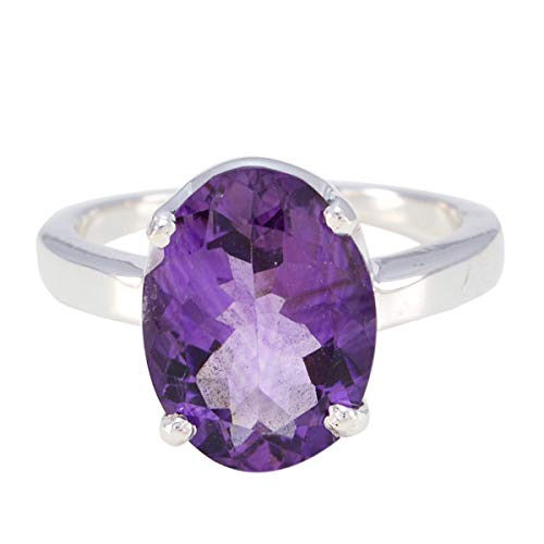 joyas plata schöner edelstein ovale form ein stein facettierter amethyst ring - sterling silber lila amethyst ring - februar geburt wassermann astrologie schöner edelstein ring von Joyas Plata