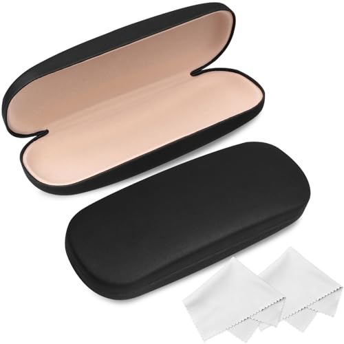Joyberg Brillenetui, 2 Stück Brillenetui mit Reinigungstuch, Brillenetui Hartschale passend für die meisten Brillen, Schwarz, Large Joyberg Brillenetui, 2 Stück Brillenetui mit Reinigungstuch, Brillenetui Hartschale passend für die meisten Brillen, Schwarz, Large von Joyberg