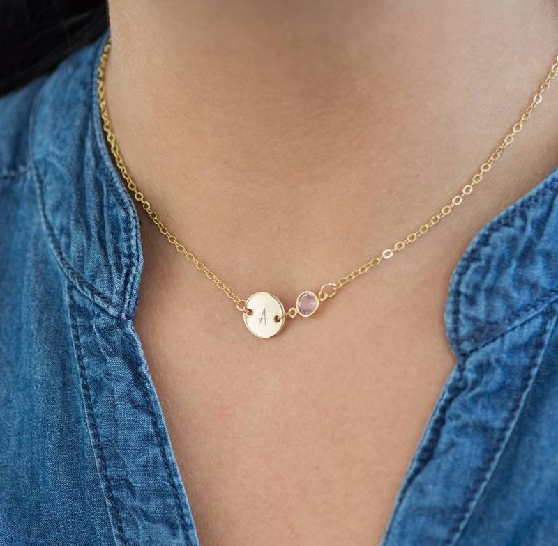 Goldkette Mit Anfangs - Und Geburtsstein von JoybyCorrineSmith