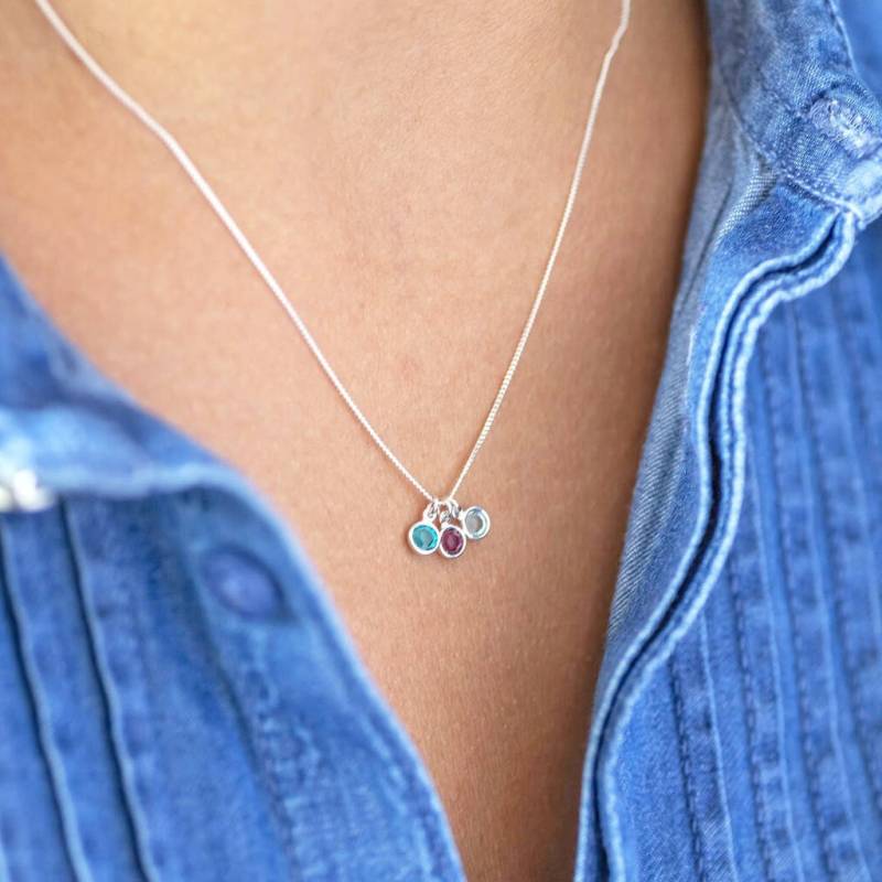 sterling Silber Mini Familie Geburtsstein Charme Halskette von JoybyCorrineSmith