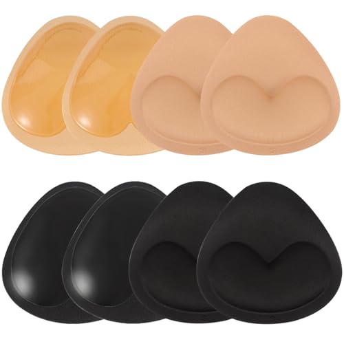 Joycabin 4 Paar BH Pads Selbstklebende Einsätze Abnehmbare Push Up Brustvergrößerer für Bikini, Wiederverwendbar Atmungsaktiv Sponge Bra Push-up Pads, Schwarz und Beige von Joycabin