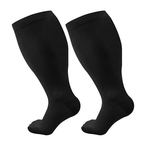 Joycabin Kompressionsstrümpfe für Damen und Herren, Kompressionsstrümpfe Ubergröße, Kompressionssocken Compression Socks Thrombosestrümpfe für Flug, Sport, Laufen, Radsport(4XL, Schwarz) von Joycabin