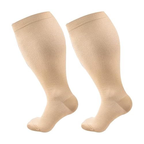 Joycabin Kompressionsstrümpfe für Damen und Herren, Kompressionsstrümpfe Ubergröße, Kompressionssocken Compression Socks Thrombosestrümpfe für Flug, Sport, Laufen, Radsport (4XL, Beige) von Joycabin