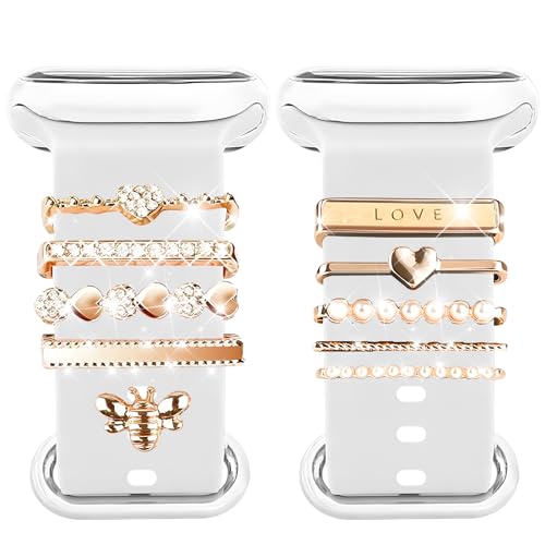 Joycabin Uhrenarmband Charms Armband, 10 Stück Charms Uhrenarmband Charms-Bänder Metallverzierung mit Schnalle für Apple Watch Series 8 7 6 5 4 3 2 1 von Joycabin