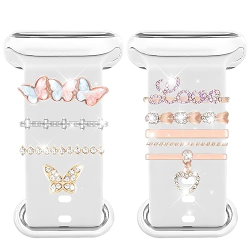 Joycabin Uhrenarmband Charms Armband, 9 Stück Charms Uhrenarmband Charms-Bänder Metallverzierung mit Schnalle für Apple Watch Series 8 7 6 5 4 3 2 1 von Joycabin