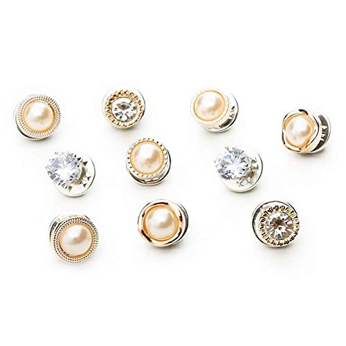 Joyci 10 Stück Frauen Hemd Brosche Anstecknadeln Sicherheitsschnalle Strickwaren Pullover Dekorieren Perlen Knöpfe Metall Raffnägel Pin Rücken Clutch B, Metall, Perle von Joyci