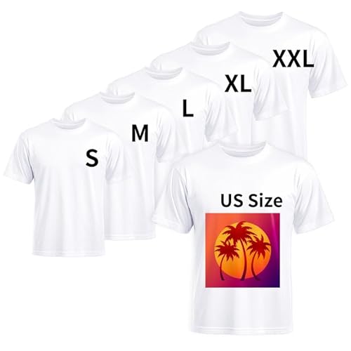 Joyclub Unisex-T-Shirts für Sublimationsdruck, Polyester, für Sublimation, Rundhalsausschnitt, kurzärmelig, Großhandel, DIY-Geschenke, 5 Stück, Weiß, 5er-Pack, S/XXL Joyclub Unisex-T-Shirts für Sublimationsdruck, Polyester, für Sublimation, Rundhalsausschnitt, kurzärmelig, Großhandel, DIY-Geschenke, 5 Stück, Weiß, 5er-Pack, S/XXL von Joyclub