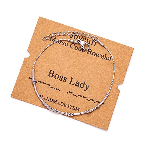 JoycuFF Inspirierende Morsecode-Armbänder für Frauen, Silberperlen, Schmuck, Ermutigung, Mantra, Geschenke für Sie, 7 inch, Metall, Sandstein JoycuFF Inspirierende Morsecode-Armbänder für Frauen, Silberperlen, Schmuck, Ermutigung, Mantra, Geschenke für Sie, 7 inch, Metall, Sandstein von Joycuff