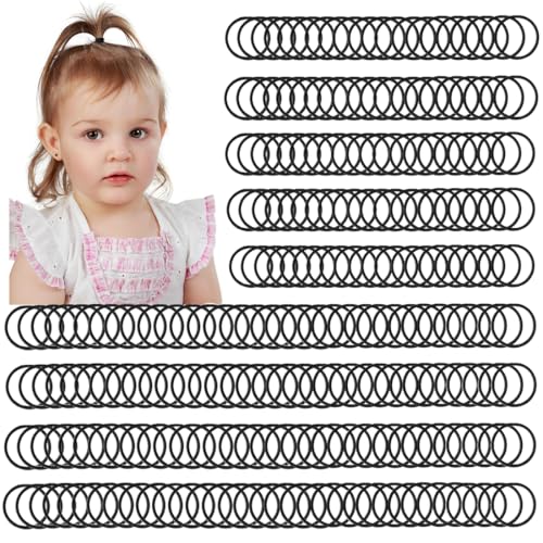 300 Stück Haargummis, keine Beschädigung, kleines Haar, elastisch, schwarz, Pferdeschwanz-Halter, Kleinkinder, nahtlose Haarbänder für Kinder und Mädchen von Joyeah