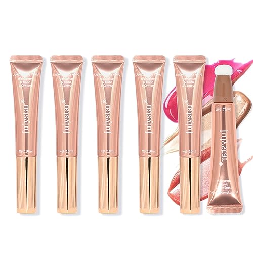 Joyeee 6 Stk Flüssige Kontur Beauty Wand, Highlighter Blush und Bronzer mit Kissen Applicator befestigt, Seidige Creme Schimmer Lange Anhaltende, Multifunktionales Contour Make-up Stick für Frauen#6 von Joyeee