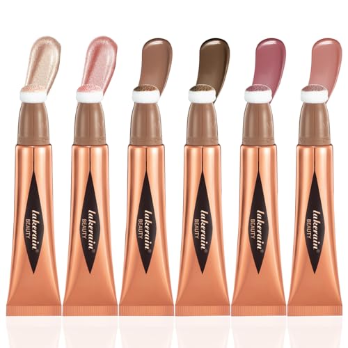 Joyeee 6 Stk Flüssige Kontur Beauty Wand, Highlighter Blush und Bronzer mit Kissen Applicator befestigt, Seidige Creme Schimmer Lange Anhaltende, Multifunktionales Contour Make-up Stick für Frauen#1 von Joyeee