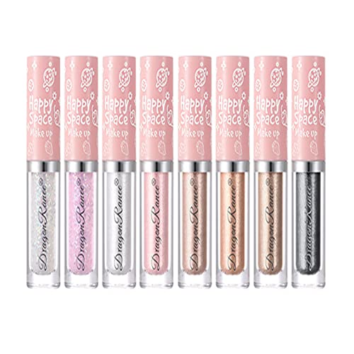 Joyeee Flüssiger Lidschatten, 8 Farben schweißfestes, schimmerndes funkelndes Make-up Liquid Eyeshadow langlebig schnell trocknend hochpigmentierter Festivalgeschenk von Joyeee