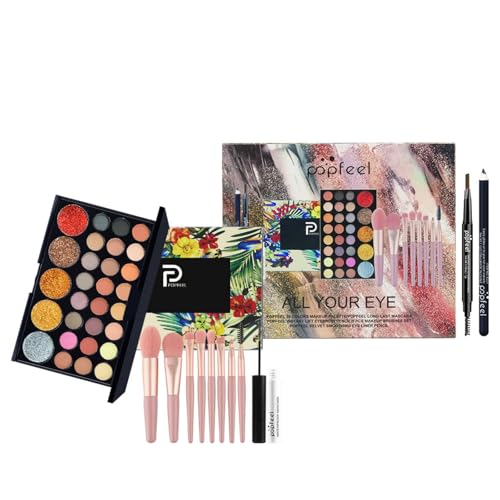 Joyeee Make-up-Set, All-in-One Mädchen Makeup Geschenkset für Frauen, komplettes Starter Kosmetik Kit, Inklusive Augenpinsel, Lidschatten Palette, Augenbrauenstift, Mascara, Eyeliner Stift - SET002C von Joyeee