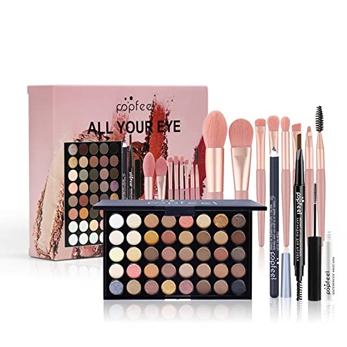 Joyeee Make-up-Set All-in-One-Mädchen-Make-up-Geschenkset für Frauen, komplettes Starter-Kosmetik-Set, inklusive Augenpinsel-Set, Lidschatten-Palette, Augenbrauenstift, Mascara, Eyeliner-Stift von Joyeee