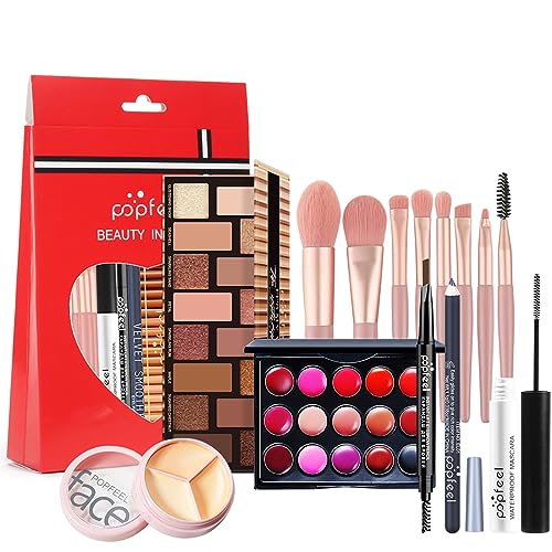 Joyeee Schmink Geschenkset Make-Up Set, 14 Stk Professionelles Schönheit Schmink Set mit Lidschatten Lippenstift Concealer Usw, Tragbar Kosmetik Kit für Mädchen Frauen Täglichen Gebrauch und Reisen#1 von Joyeee
