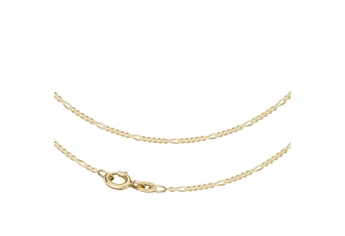 Joyes Boutique Goldkette JB Edle Goldkette Figarokette 585 - 14 Kt Gold 1,5 mm 45 cm (Gold, JB) von Joyes Boutique