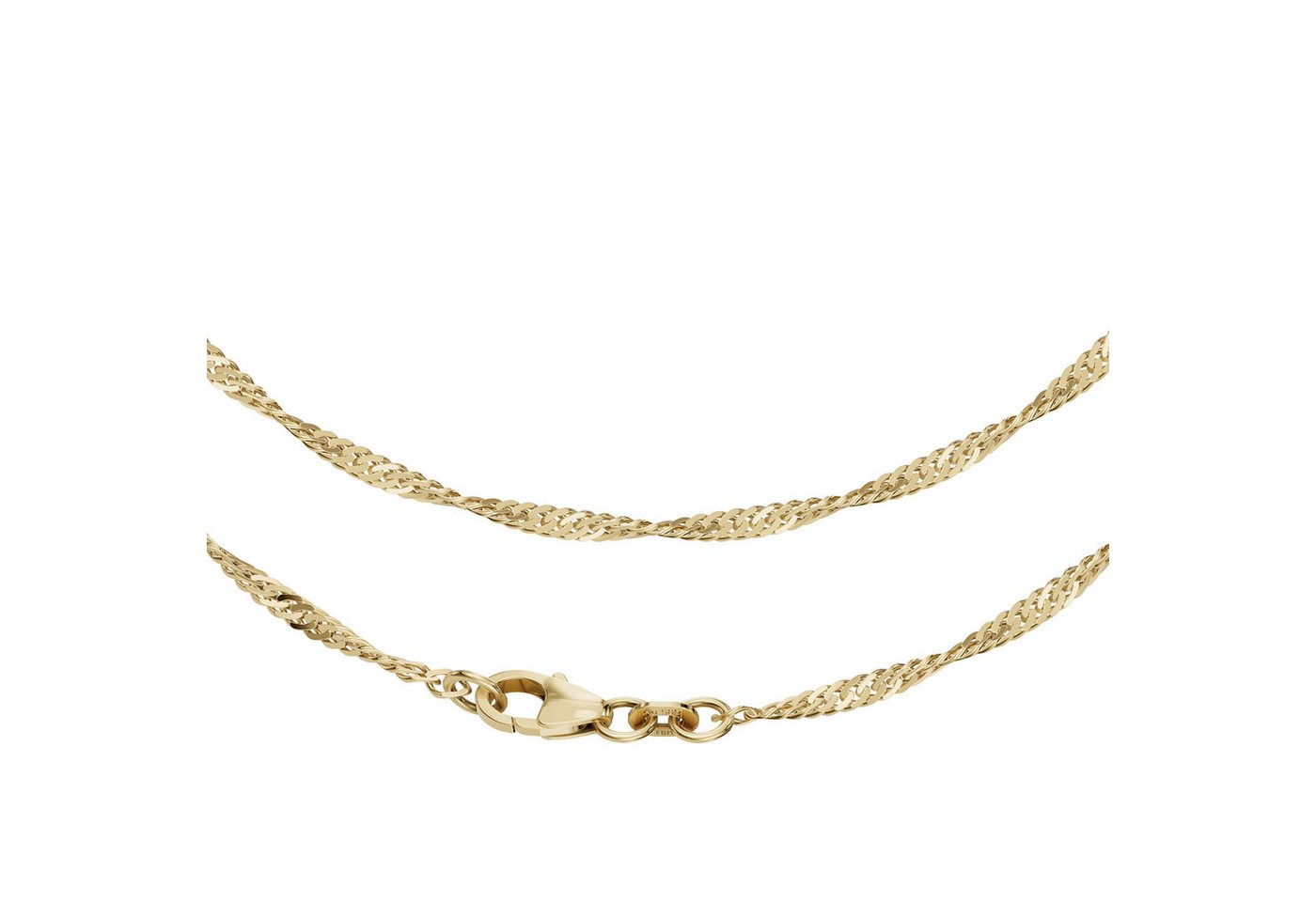 Joyes Boutique Goldkette JB Edle Goldkette Singapurkette 585 - 14 K Gold 2,2 mm 45 cm (Made in Germany, inkl. Etui, Zertifikat u. Garantie, 1-tlg., JB), zu Kleid, Shirt, Jeans, Sneaker! Anlass Geburtstag Weihnachten von Joyes Boutique