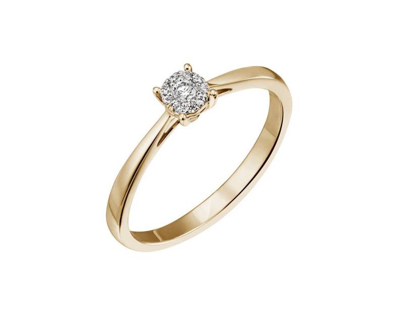 Joyes Boutique Goldring JB Damenring 585 14 Karat Gelb 10 Brillanten 0,08ct. SI H 62 mm (Made in Germany, inkl. Etui, Zertifikat u. Garantie, JB) von Joyes Boutique