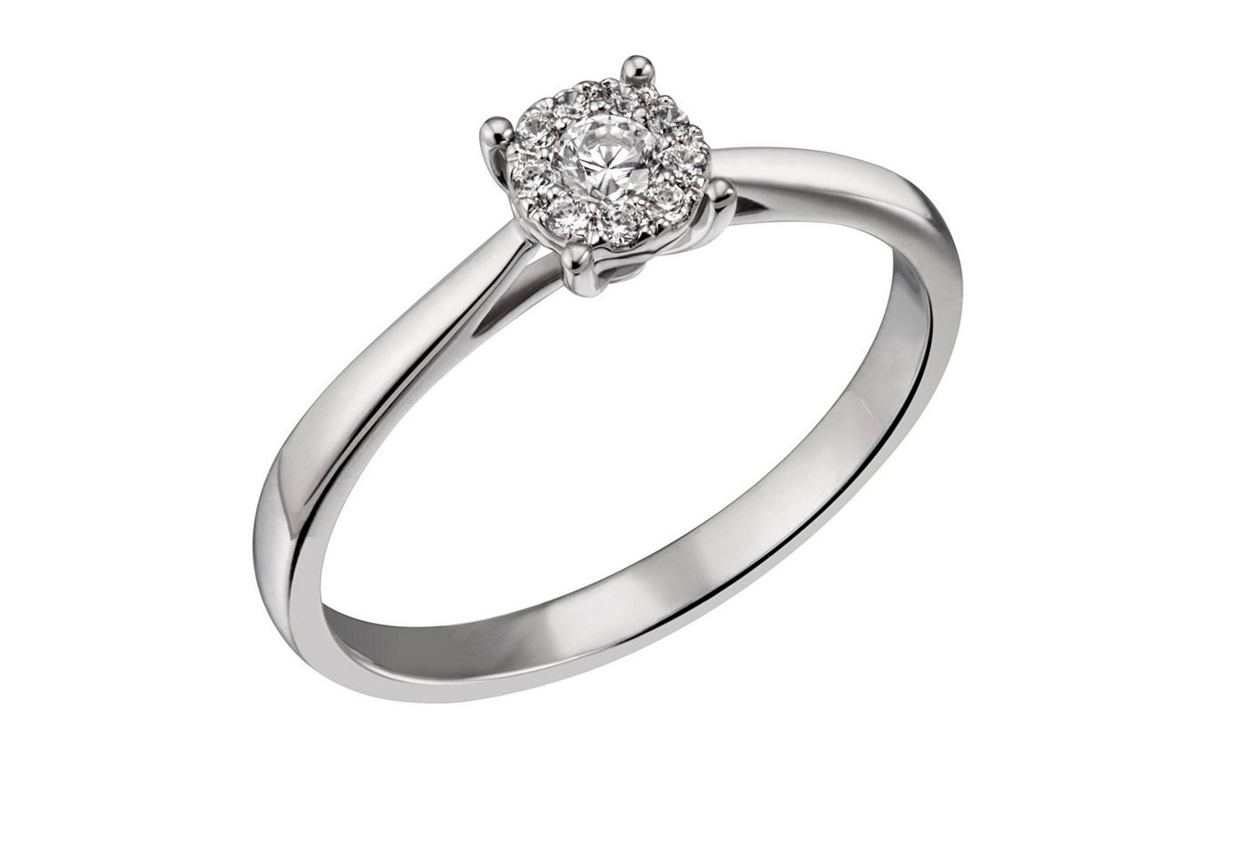 Joyes Boutique Goldring JB Damenring 585 14 Karat Weiß 10 Brillanten 0,14ct. SI H 61 mm (Made in Germany, inkl. Etui, Zertifikat u. Garantie, JB) von Joyes Boutique