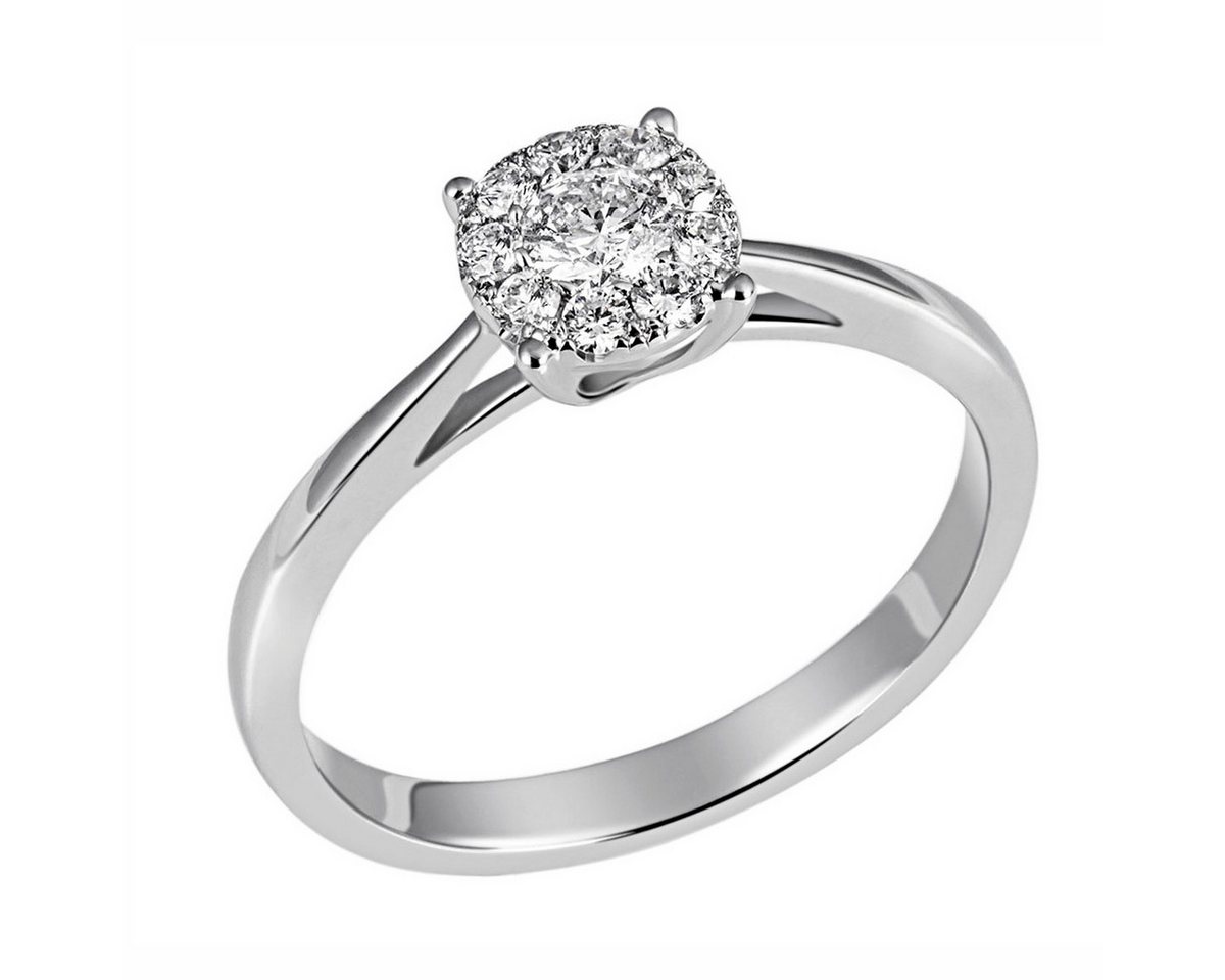 Joyes Boutique Goldring JB Damenring 585 14 Karat Weiß 10 Brillanten 0,32ct. SI H 53 mm (Made in Germany, inkl. Etui, Zertifikat u. Garantie, JB) von Joyes Boutique