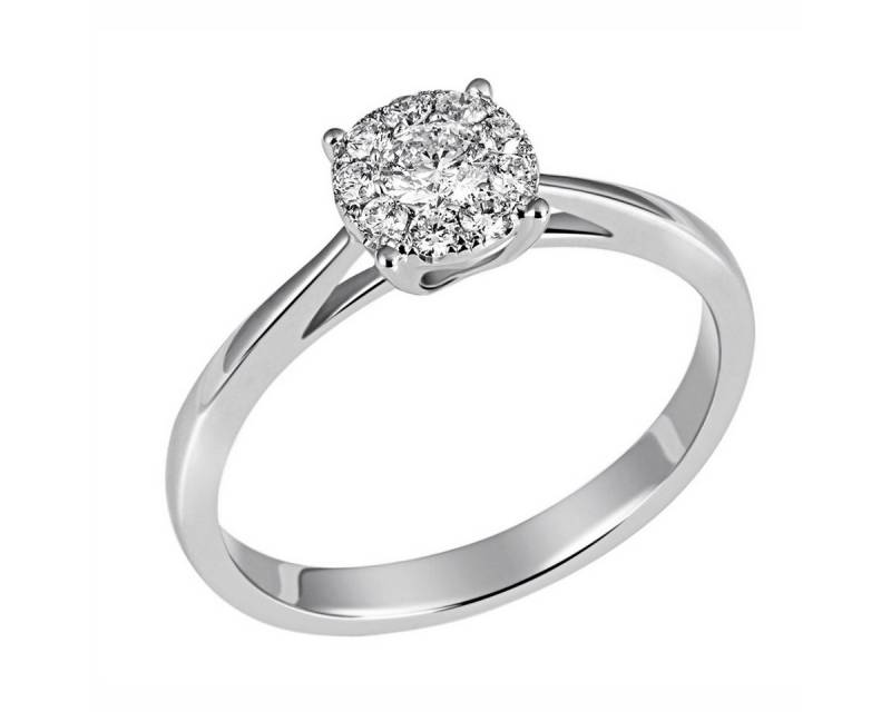 Joyes Boutique Goldring JB Damenring 585 14 Karat Weiß 10 Brillanten 0,32ct. SI H 53 mm (Made in Germany, inkl. Etui, Zertifikat u. Garantie, JB) von Joyes Boutique