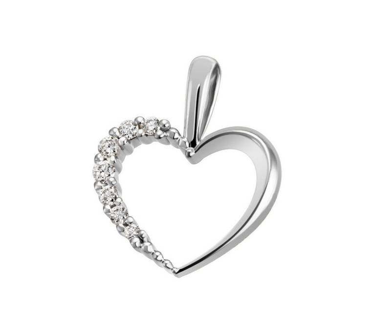 Joyes Boutique Herzanhänger JB Anhänger Herz Gold 585 14 Karat Weiß 7 Brillanten 0,05 ct. SI H (Made in Germany, inkl. Etui, Zertifikat u. Garantie, JB) von Joyes Boutique