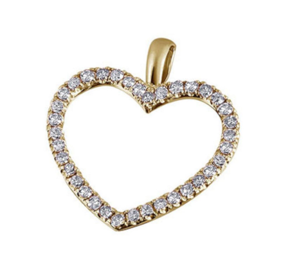 Joyes Boutique Herzanhänger JB Anhänger Herz Gold 750 18 Karat Gelb 24 Brillanten 0,13 ct. SI H (Made in Germany, inkl. Etui, Zertifikat u. Garantie, JB) von Joyes Boutique
