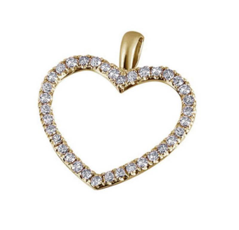 Joyes Boutique Herzanhänger JB Anhänger Herz Gold 750 18 Karat Gelb 24 Brillanten 0,13 ct. SI H (Made in Germany, inkl. Etui, Zertifikat u. Garantie, JB) von Joyes Boutique