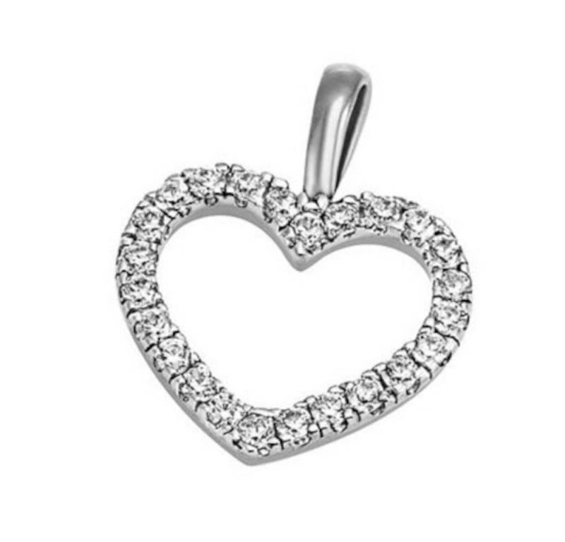 Joyes Boutique Herzanhänger JB Anhänger Herz Gold 750 18 Karat Weiß 24 Brillanten 0,13 ct. SI H (Made in Germany, inkl. Etui, Zertifikat u. Garantie, JB) von Joyes Boutique