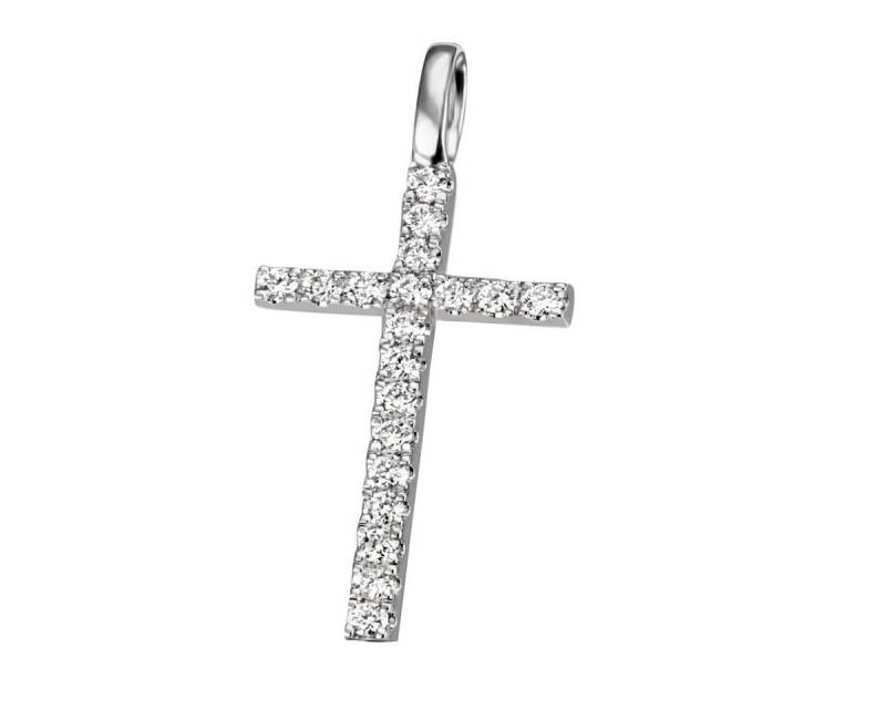 Joyes Boutique Herzanhänger JB Anhänger Kreuz Gold 585 14 Karat Weiß 19 Brillanten 0,13 ct. SI H (Made in Germany, inkl. Etui, Zertifikat u. Garantie, JB) von Joyes Boutique