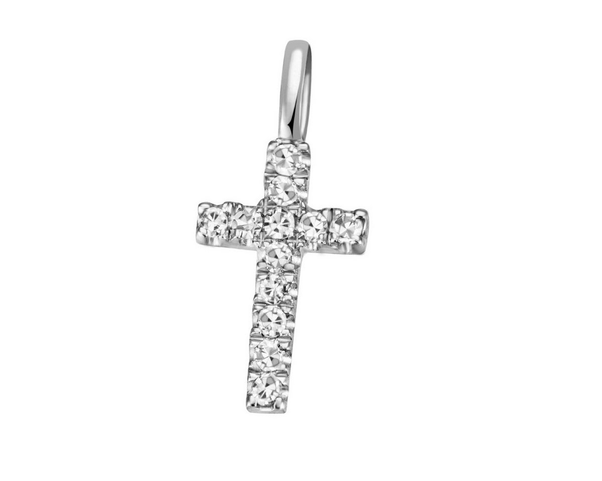 Joyes Boutique Herzanhänger JB Anhänger Kreuz Gold 750 18 Karat Weiß 12 Brillanten 0,08 ct. SI H (Made in Germany, inkl. Etui, Zertifikat u. Garantie, JB) von Joyes Boutique