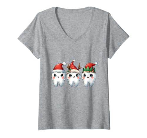 Damen Niedliches festliches Zahndesign für Zahnärzte T-Shirt mit V-Ausschnitt Damen Niedliches festliches Zahndesign für Zahnärzte T-Shirt mit V-Ausschnitt von Joyful Dental Creations