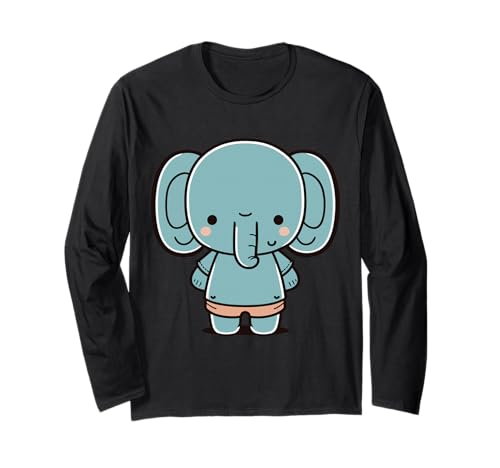 Baby Elefant Cartoon Langarmshirt Baby Elefant Cartoon Langarmshirt von Joyful Doodles