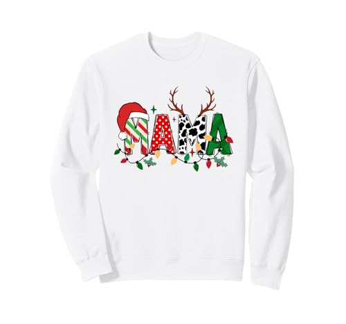 Festive Mama Weihnachten Urlaub Kuh Druck und Lichter Sweatshirt Festive Mama Weihnachten Urlaub Kuh Druck und Lichter Sweatshirt von Joyful Family Designs