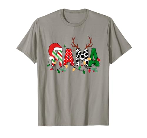 Festive Mama Weihnachten Urlaub Kuh Druck und Lichter T-Shirt Festive Mama Weihnachten Urlaub Kuh Druck und Lichter T-Shirt von Joyful Family Designs