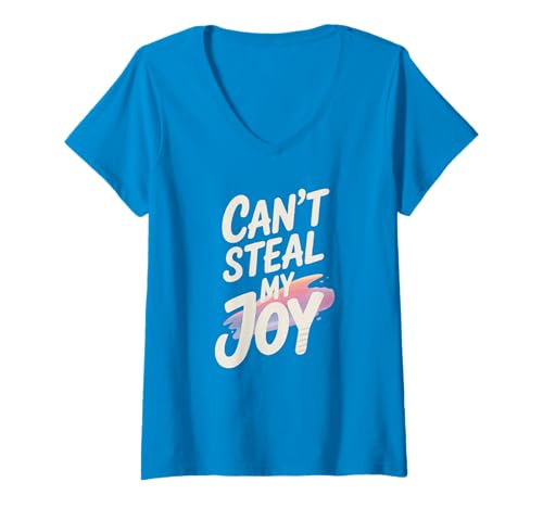 Damen Ich kann Meine Freude Nicht stehlen T-Shirt mit V-Ausschnitt Damen Ich kann Meine Freude Nicht stehlen T-Shirt mit V-Ausschnitt von Joyful Happy Person