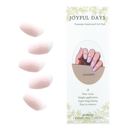 JOYFUL DAYS Gelnägelstreifen, halbgehärtet, Aufkleber für Gel-Nagellack, ungiftig, DIY, selbstklebend, 20 Stück, inklusive Nagelfeile und Stick (Cream Pink) von JoyfulDays