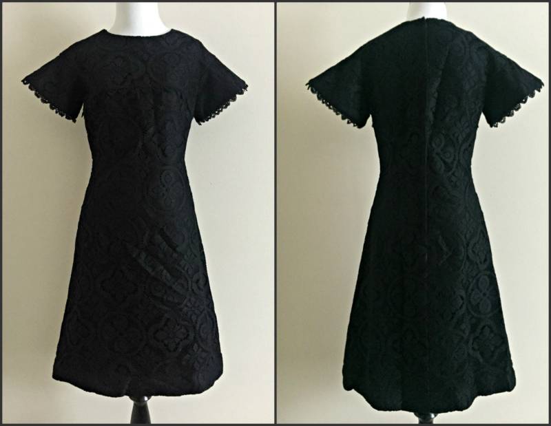 1950's Vintage Schwarzes Cocktail-Spitzenkleid/Größe 44 Pava Design von JoyfulLifeVintage