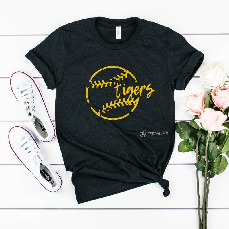 Tigers Baseball Shirt | T-Shirt Mom Shirts Für Damen School Spirit Softball von JoyfulPartyCoThreads