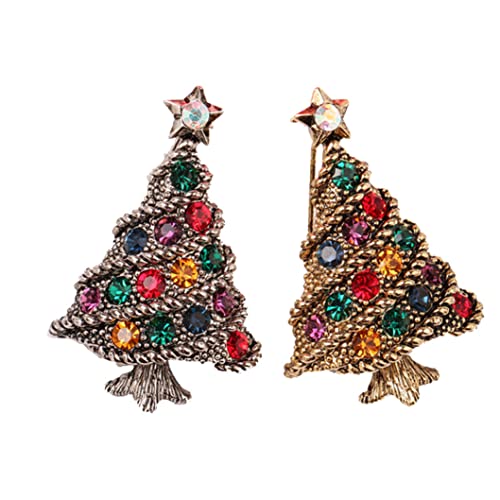 Diamant Weihnachtsbroschelnadel Bling Shiny Christmas Tree Brosche süße Kristall Diamant Abzeichen Broschen Schmuckhalden und Silber 2 PCS Pin von Joygoodta