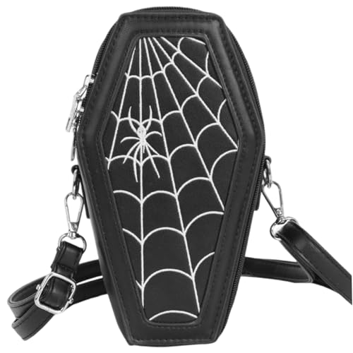 Joygoodta Coffin -Geldbörsen Spinnennetzmuster Gothtasche PU kleine Crossbody -Tasche Grüße Horror große Kapazität süße Brieftasche für Halloween Party Halloween -Geldbörse von Joygoodta